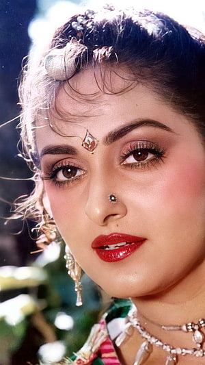 Jayaprada Vintage Bollywood Portrait With Traditional Jewelry And Floral Hairpiece HD phone wallpaper