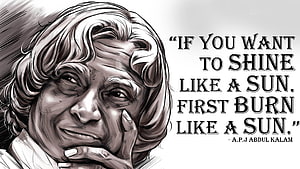 A.P.J. Abdul Kalam Inspirational Quote Artwork with Hand on Chin HD wallpaper