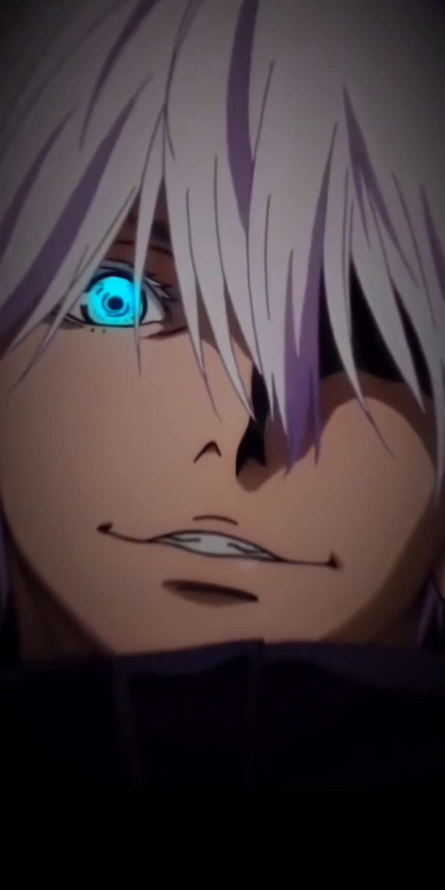 Gojo Satoru Close-Up Portrait with Glowing Blue Eye from Jujutsu Kaisen Anime HD phone wallpaper