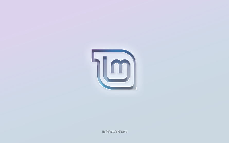 Linux Mint 3D Embossed Logo on Soft Pastel Gradient Background HD wallpaper