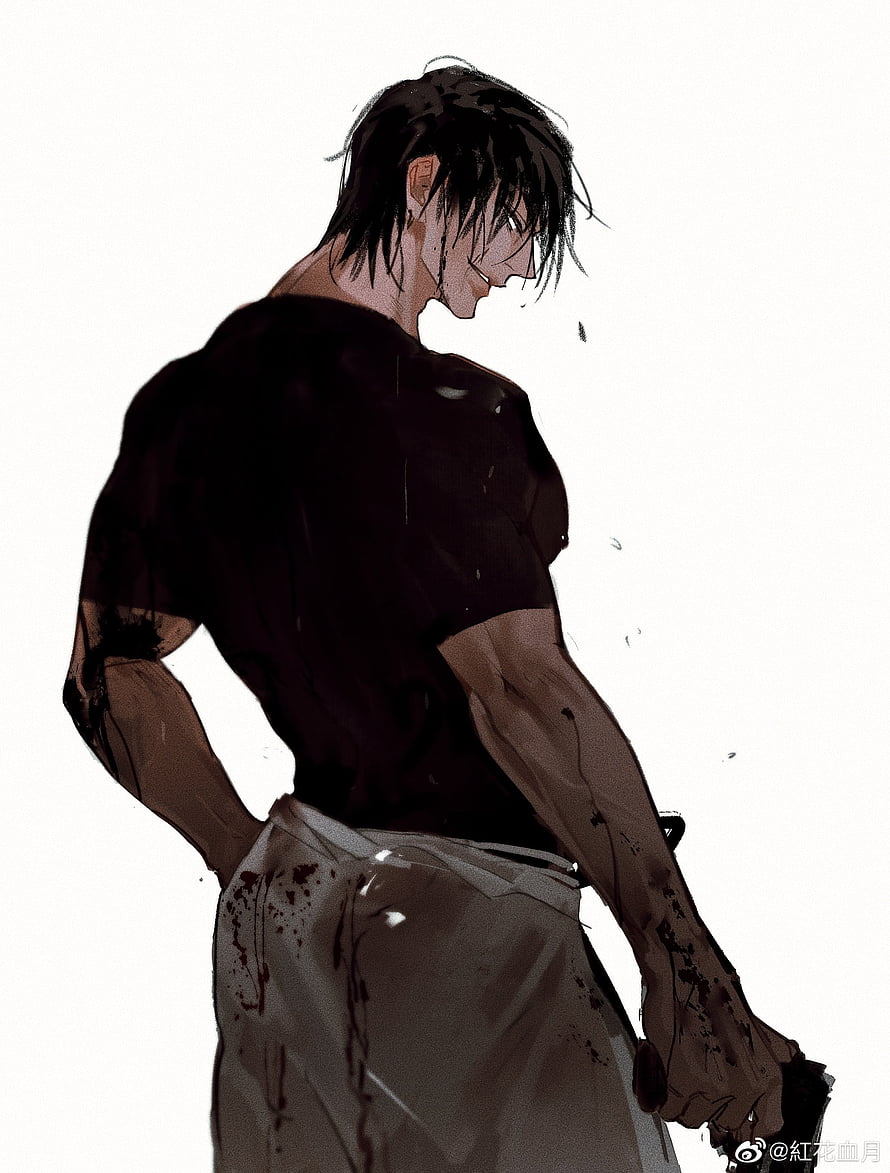 Toji Fushiguro from Jujutsu Kaisen in a dark, blood-stained anime illustration HD phone wallpaper