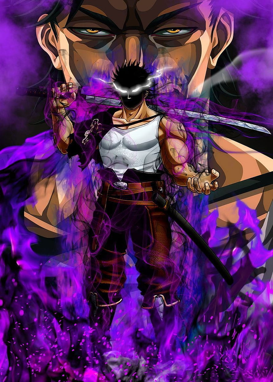 Yami Sukehiro from Black Clover wielding dual swords with purple magical aura and intense expression HD phone wallpaper