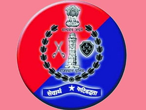 Rajasthan Police Emblem with State Emblem and Motto on Red and Blue Background HD wallpaper