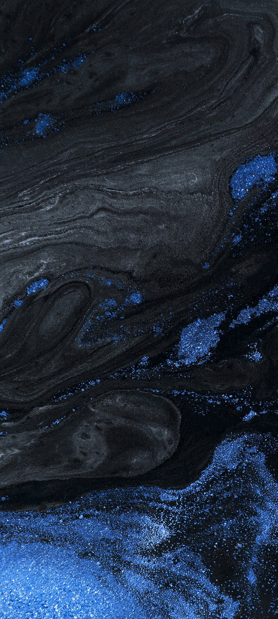 Dark Abstract Marble Texture with Electric Blue Speckles and Flowing Veins HD phone wallpaper