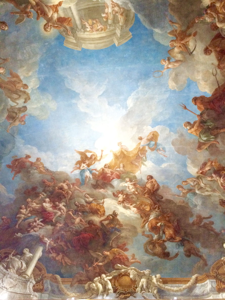 Baroque Ceiling Fresco Depicting Heavenly Ascension and Angelic Figures in Clouds HD phone wallpaper