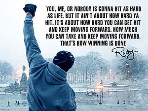 Rocky Balboa Victory Scene With Motivational Quote Overlay HD wallpaper