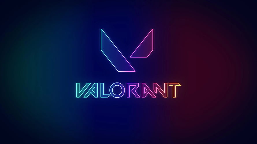 Neon Valorant Logo with Gradient Glow on Dark Background HD wallpaper