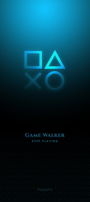 PlayStation Controller Symbols on Dark Blue Gradient Background HD phone wallpaper