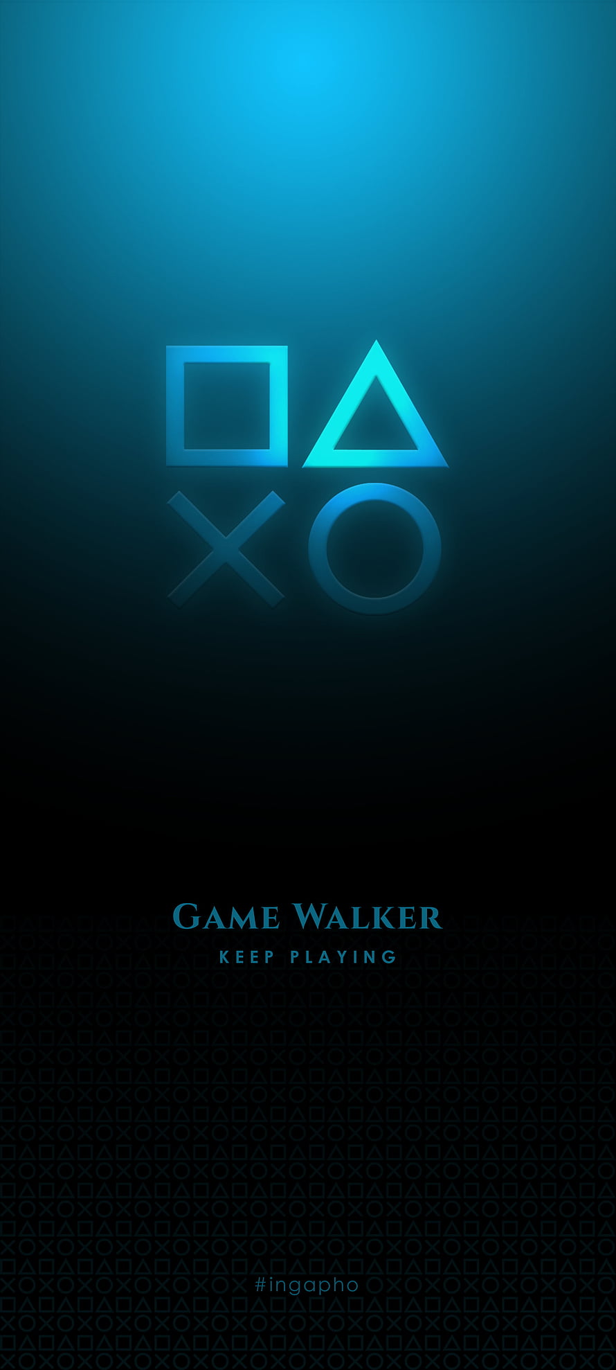 PlayStation Controller Symbols on Dark Blue Gradient Background HD phone wallpaper