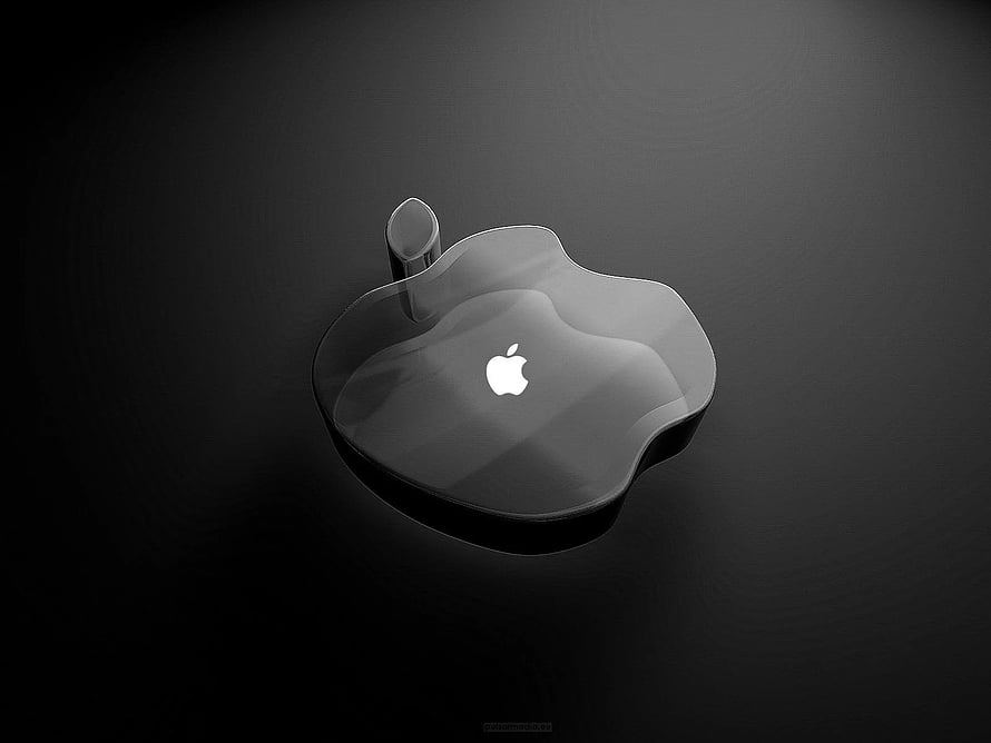 Apple Logo on a Sleek Black Glass Surface with Minimalist Design HD wallpaper