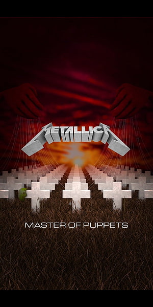 Metallica Master of Puppets Album Artwork with Cemetery Crosses and Puppet Strings HD phone wallpaper