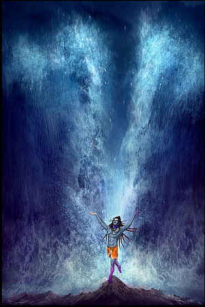 Lord Shiva Receiving Ganga Avataran in Dramatic Digital Art HD phone wallpaper
