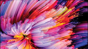 Vibrant Abstract Digital Art with Swirling Pink and Orange Brushstrokes HD wallpaper