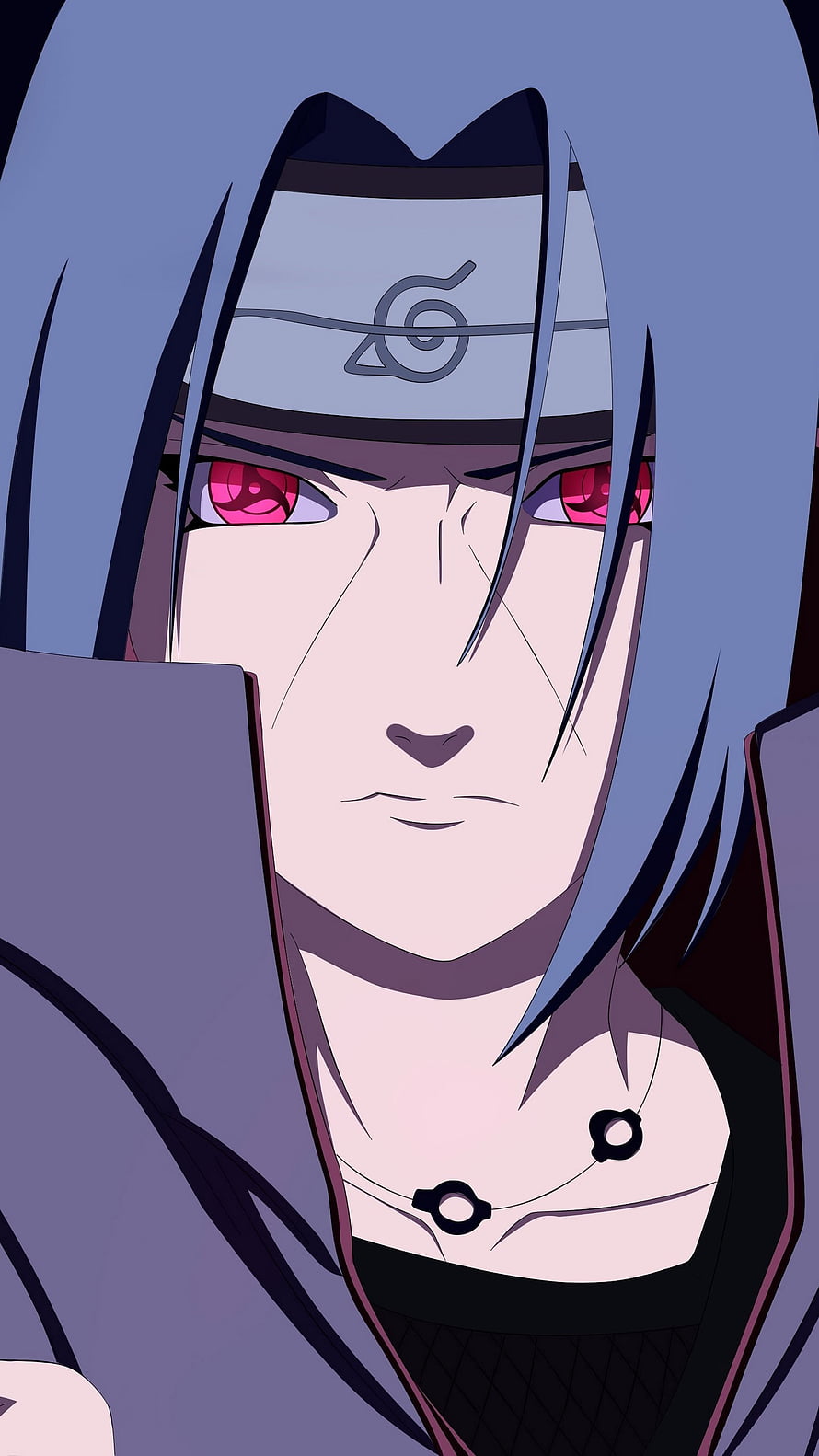 Itachi Uchiha Close-Up Portrait With Active Mangekyou Sharingan Eyes HD phone wallpaper