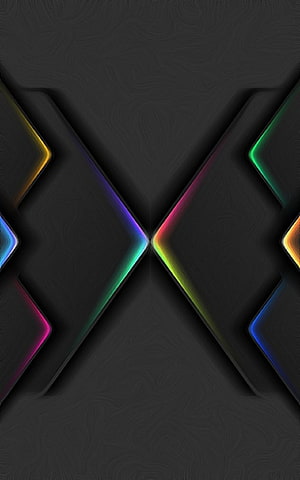 Abstract Geometric Neon X Pattern with Rainbow Gradient Edges on Dark Textured Background HD phone wallpaper