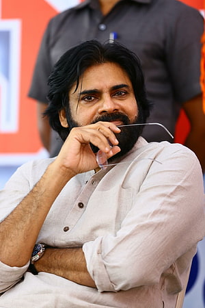 Pawan Kalyan Portrait at Public Event Wearing Light Linen Shirt HD phone wallpaper