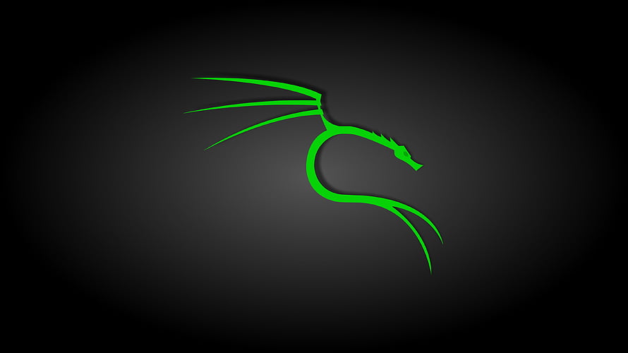 Kali Linux Green Dragon Logo on Dark Background HD wallpaper