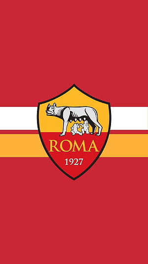 AS Roma Official Club Crest With She-Wolf Emblem on Red and Gold Background HD phone wallpaper
