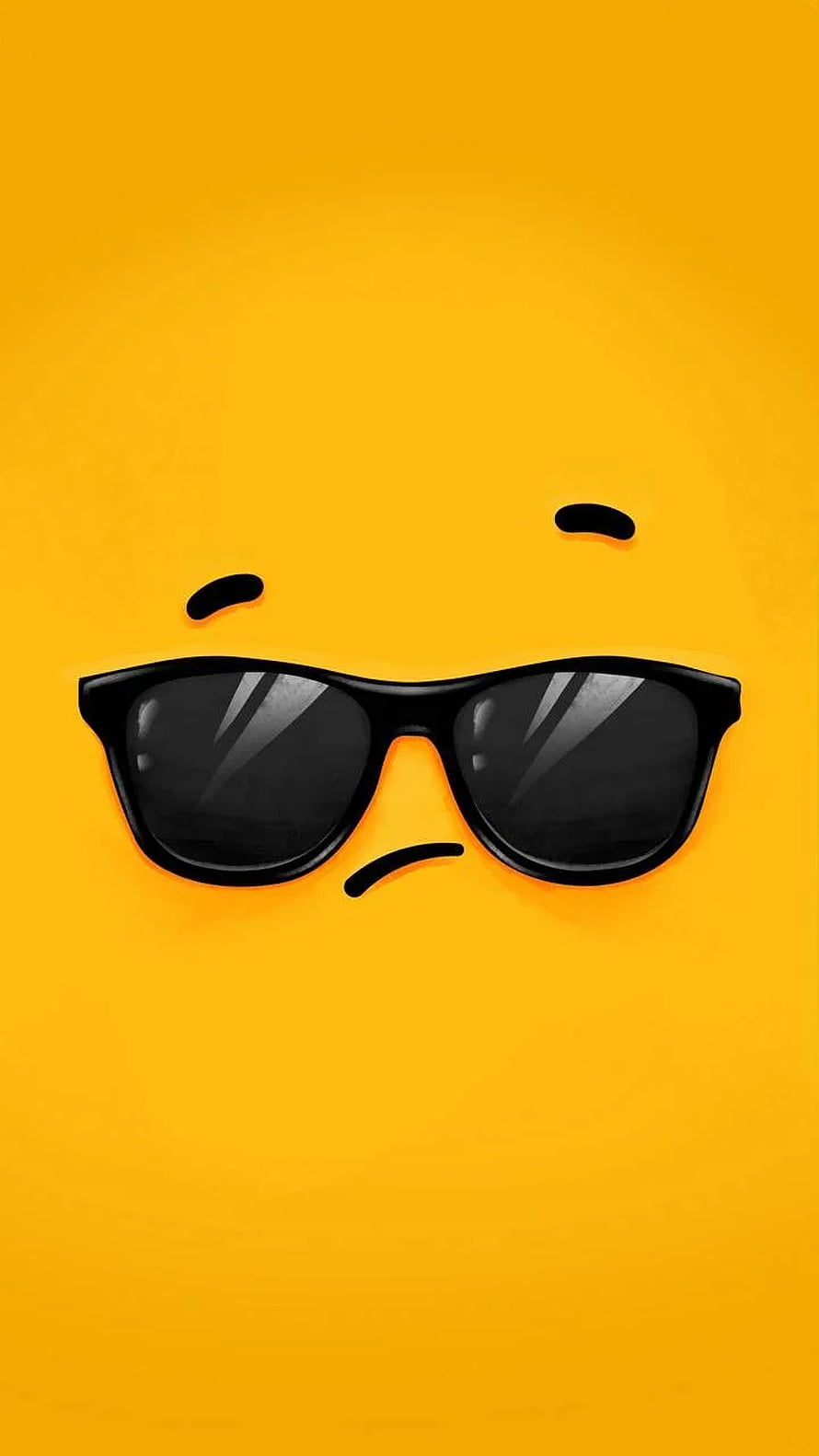 Minimalist 3D Sunglasses Face on Vibrant Yellow Background HD phone wallpaper