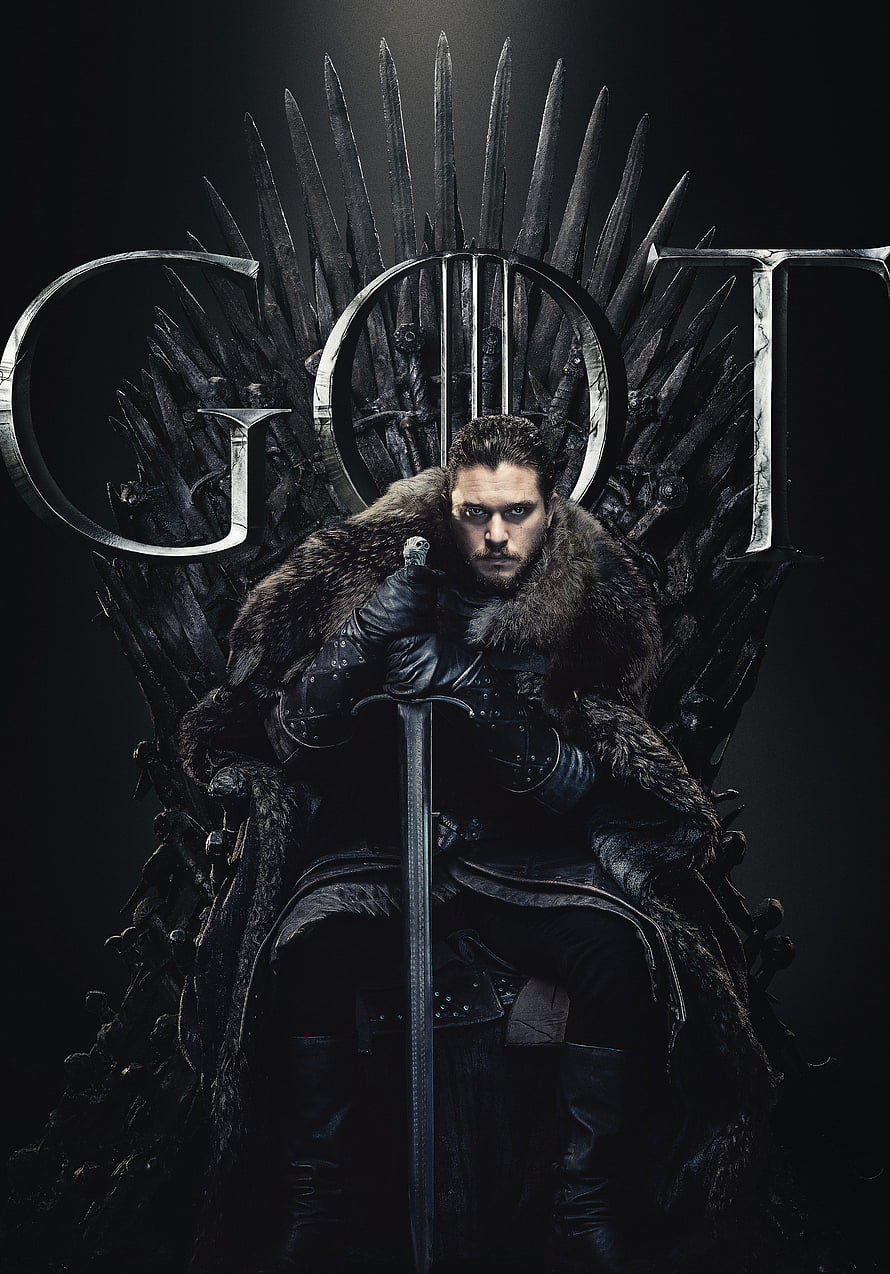 Jon Snow Seated on the Iron Throne in Game of Thrones Season 8 Finale HD phone wallpaper