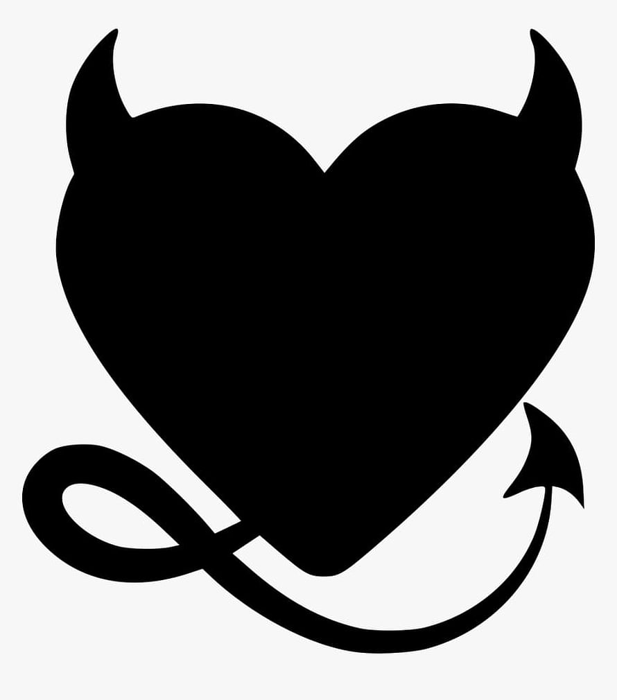 Black Devil Heart Icon With Horns And Arrow On White Background HD phone wallpaper