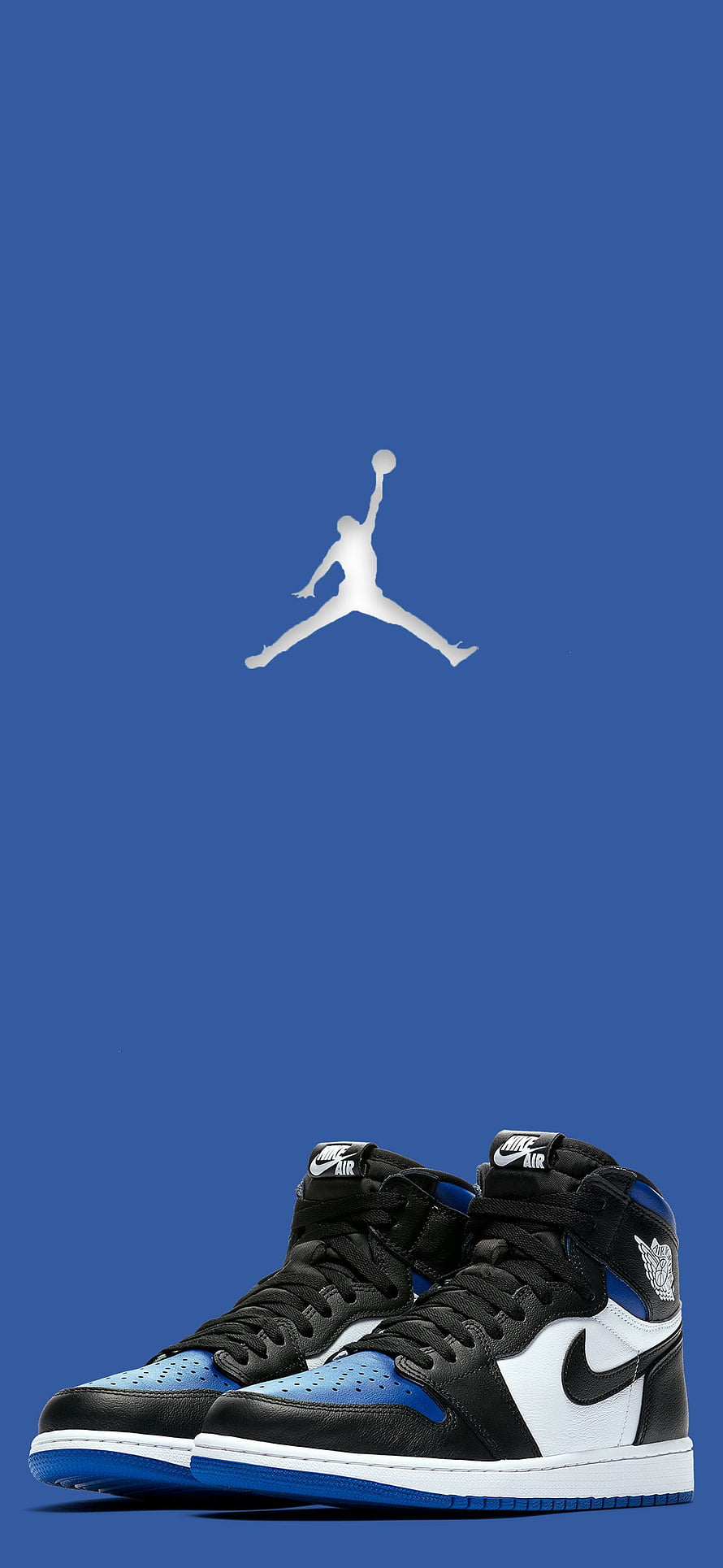 Air Jordan 1 Royal Blue High-Top Sneakers with Jumpman Logo on Blue Background HD phone wallpaper
