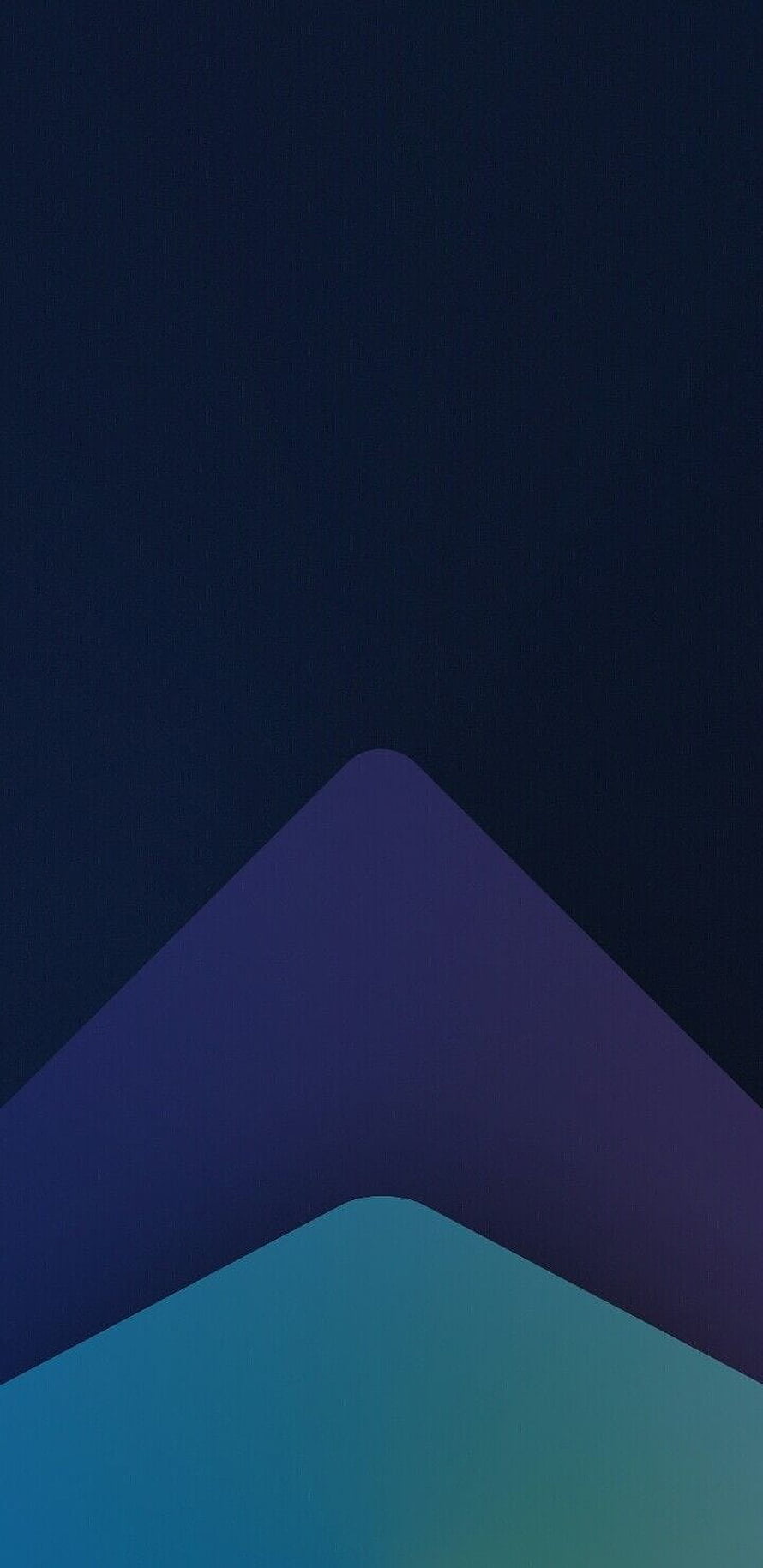 Minimalist Geometric Mountain Landscape in Deep Blue and Teal Tones HD phone wallpaper