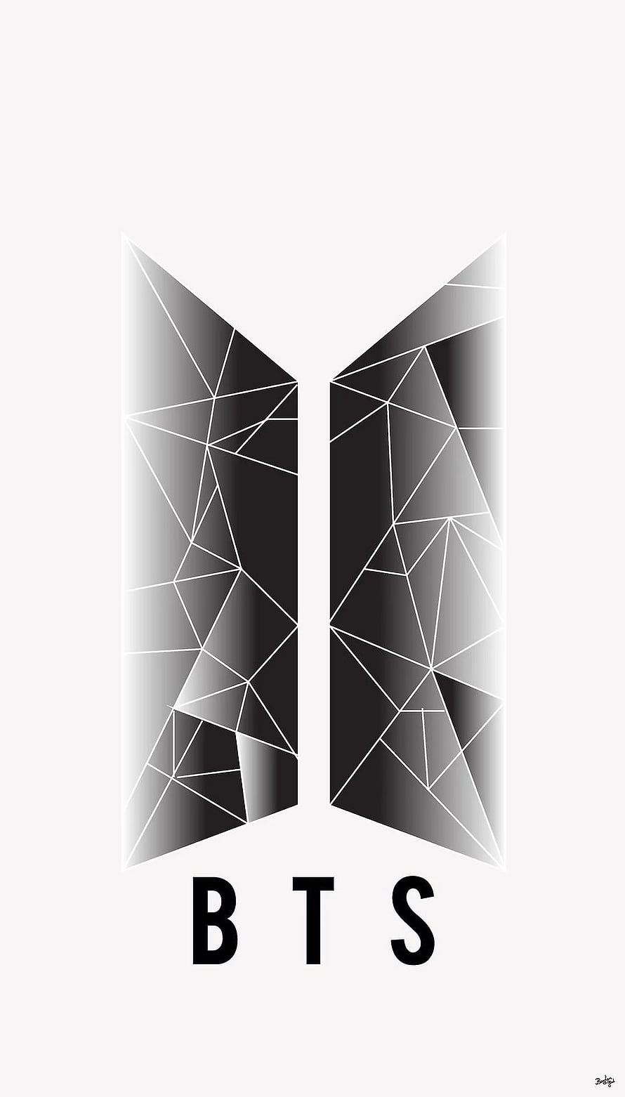 BTS Geometric Butterfly Logo Minimalist Black and White Design HD phone wallpaper