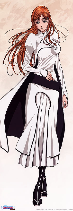 Orihime Inoue from Bleach in White and Black Formal Attire HD phone wallpaper