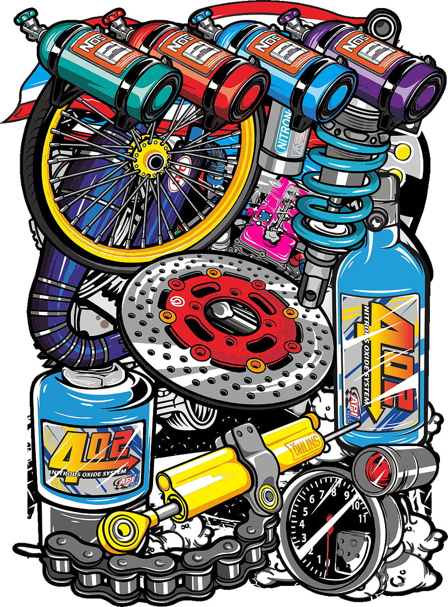 Vibrant Nitrous Oxide System Illustration Featuring Racing Components and 402 Bottle HD phone wallpaper