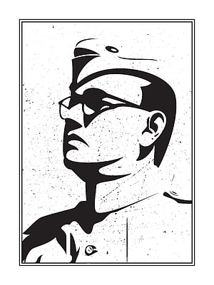Netaji Subhash Chandra Bose Black and White Silhouette Portrait Art HD phone wallpaper