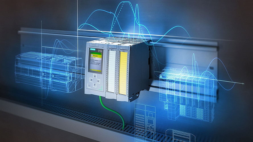 Industrial PLC Controller with Holographic Data Visualization and Sine Wave Overlays HD wallpaper