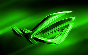 ASUS ROG Green Logo on Dark Blurred Background HD wallpaper