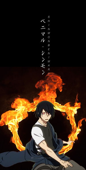 Benimaru Shinmon from Fire Force with Flames Behind Him HD phone wallpaper