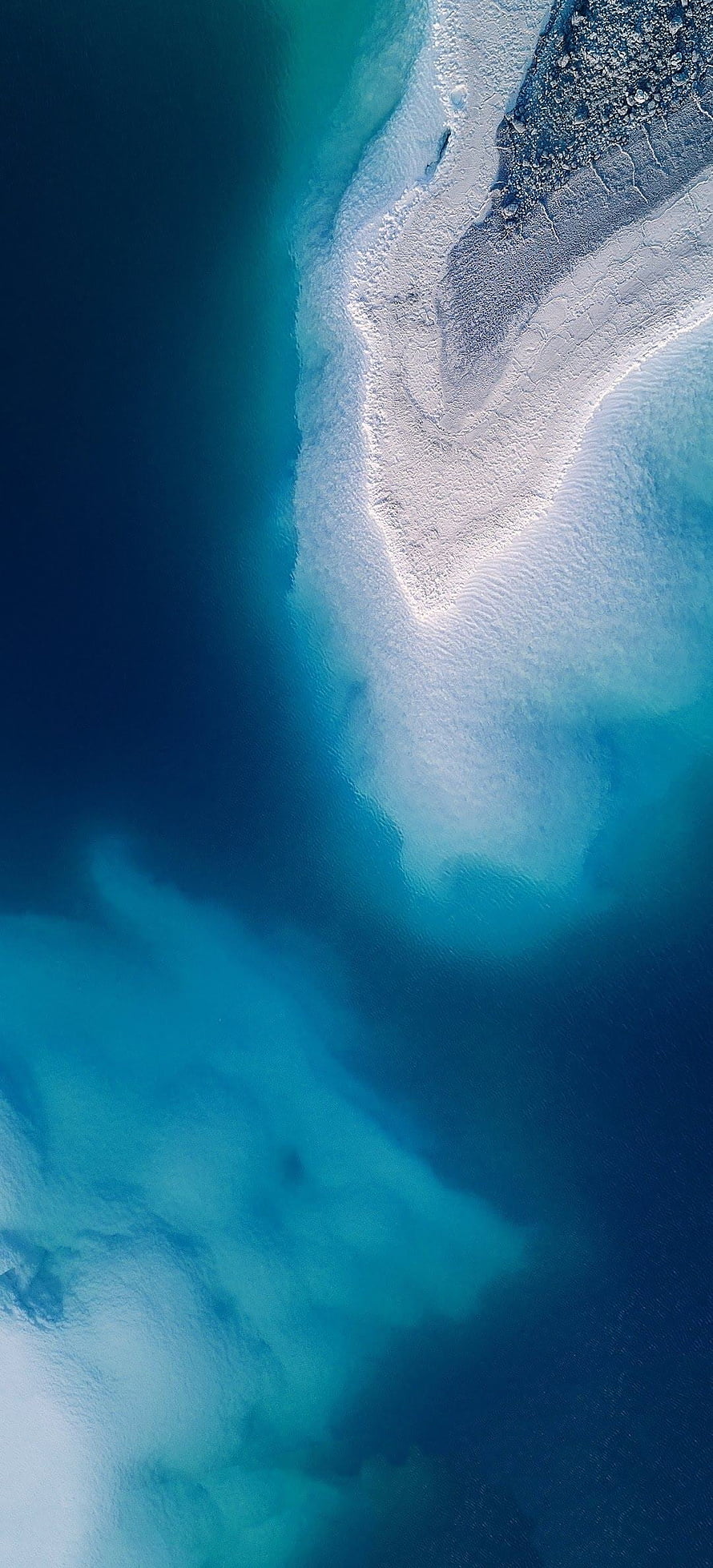 Aerial View of Turquoise Lagoon and White Sandbar in Deep Blue Ocean HD phone wallpaper
