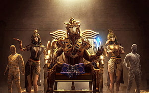 PUBG Mobile Golden Pharaoh X Suit with Egyptian Themed Characters and Mummies HD wallpaper