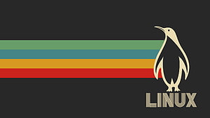 Retro Linux Tux Penguin Logo with Gruvbox Color Palette on Dark Background HD wallpaper