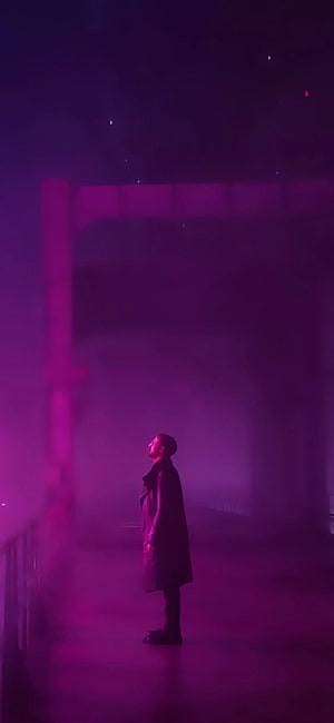 Blade Runner 2049 Cinematic Still of a Silhouette in Purple Haze HD phone wallpaper