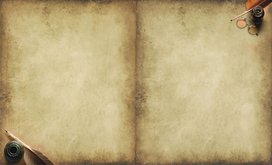 Aged Parchment Paper Texture with Quill Pen and Ink Bottle HD wallpaper