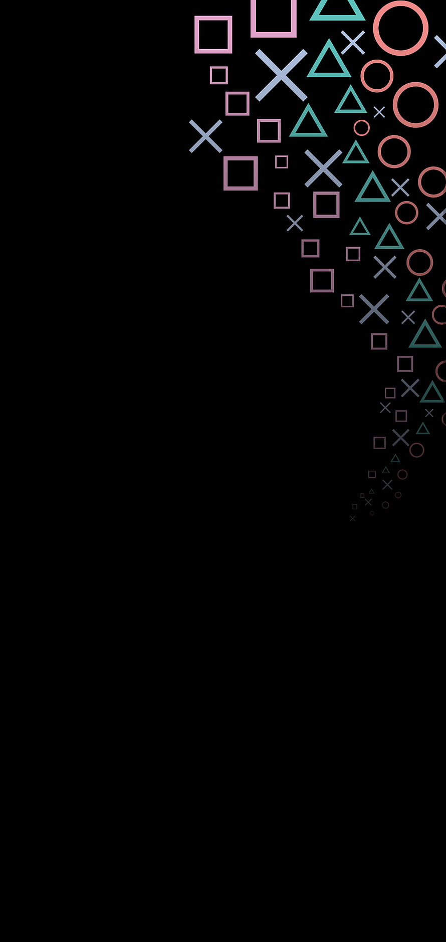 PlayStation Controller Button Shapes Falling on Black Background HD phone wallpaper