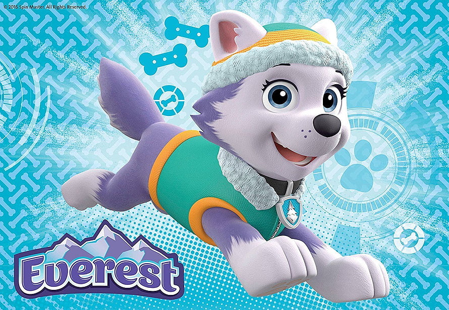 Everest from PAW Patrol in Winter Gear with Snowflake Background HD wallpaper