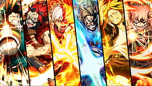 My Hero Academia Heroes in Action with Quirks and Dynamic Energy Effects HD wallpaper