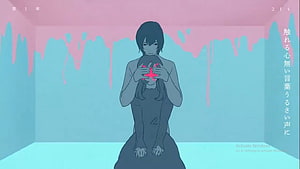 Anime Girl Holding Glowing Face in Pastel Room with Dripping Pink Walls HD wallpaper