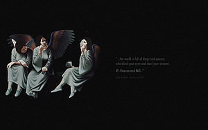 Black Sabbath Heaven and Hell Album Artwork with Winged Figures and Quote HD wallpaper