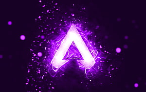 Apex Legends Violet Neon Logo with Electric Purple Energy Burst and Glowing Particles HD wallpaper