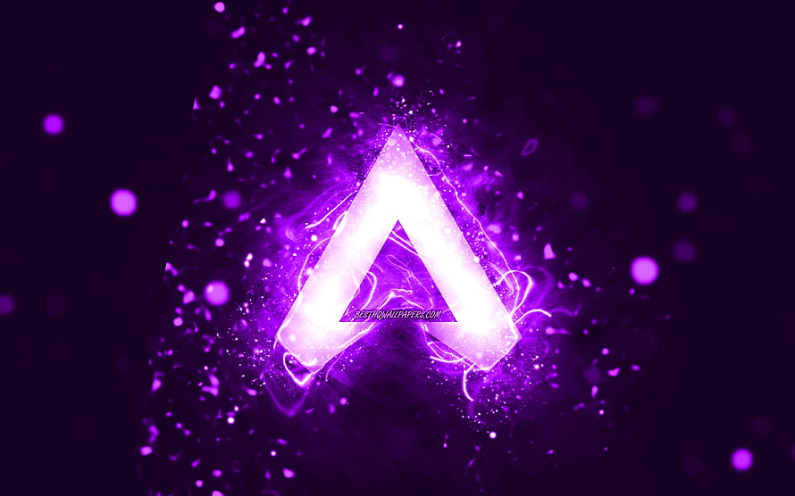 Apex Legends Violet Neon Logo with Electric Purple Energy Burst and Glowing Particles HD wallpaper