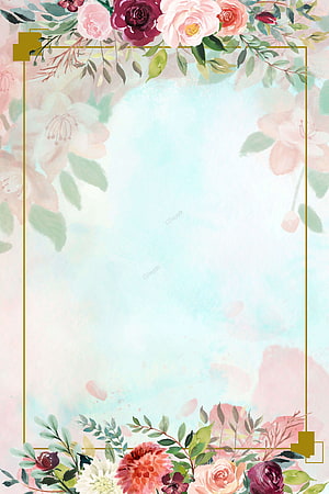 Watercolor Floral Frame with Soft Pastel Background and Gold Corner Accents HD phone wallpaper