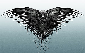 Dark Norse Raven with Spreading Wings and Thorny Nest HD wallpaper