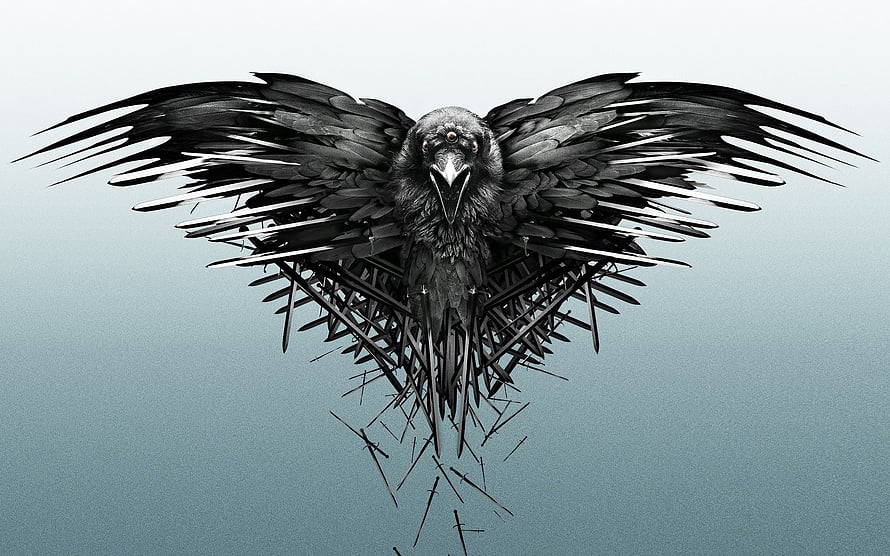 Dark Norse Raven with Spreading Wings and Thorny Nest HD wallpaper
