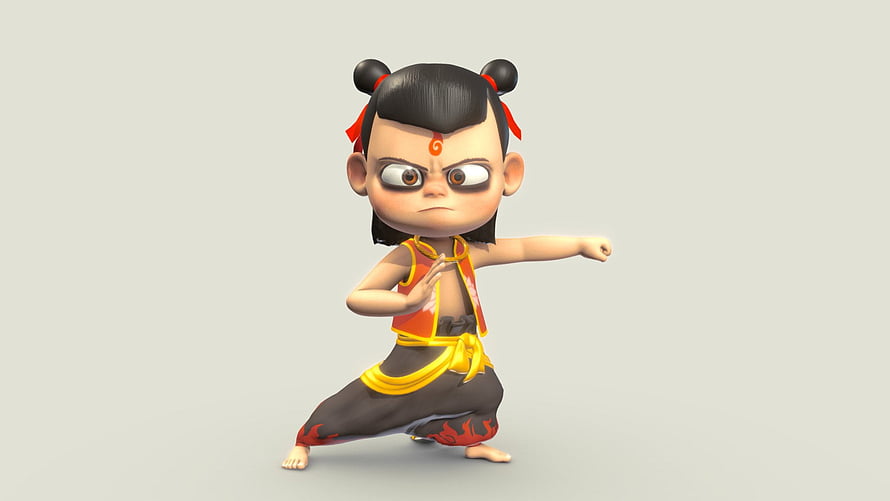 Nezha Reborn 3D Character Model in Martial Arts Pose HD wallpaper